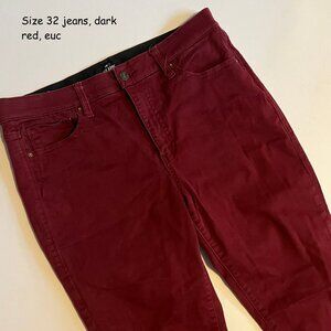 Size 32 Lularoe denim jeans, dark red or maroon (178)